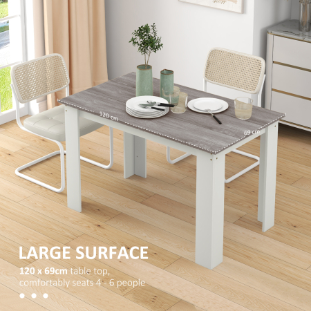  Masa Moderna de Dining pentru 4-6 Persoane 120x69x75 cm Gri si Alb [4]