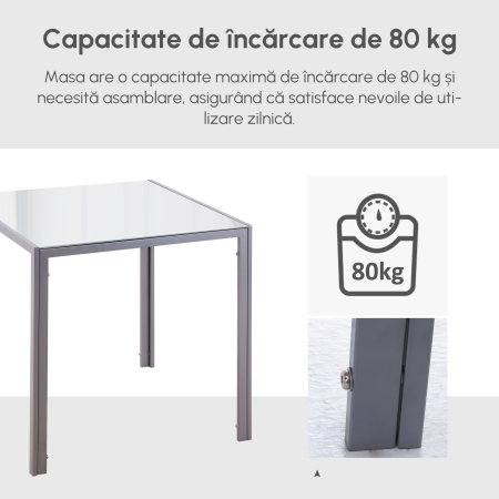  Masa Patrata Gri - Metal & Sticla pentru Pranz [4]