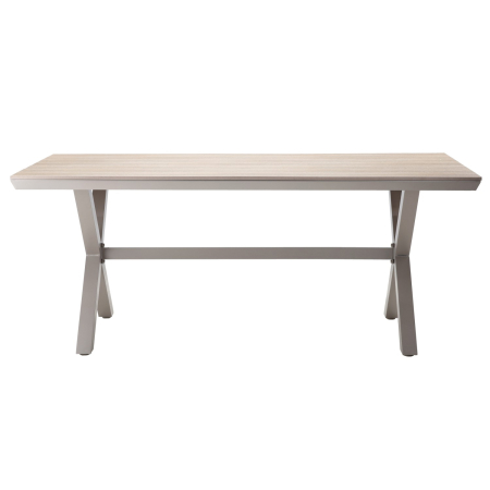 Masa pentru gradina, cadru aluminiu, blat polywood cu aspect de lemn, 180x100x75 cm, bej [2]