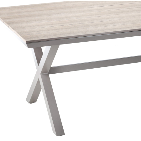 Masa pentru gradina, cadru aluminiu, blat polywood cu aspect de lemn, 180x100x75 cm, bej [5]