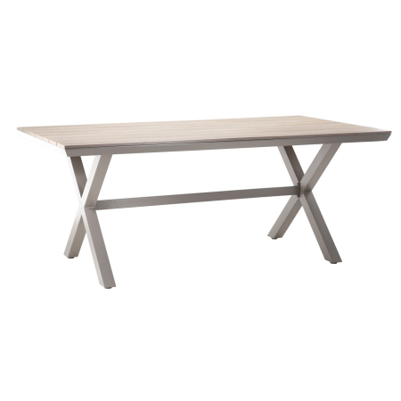 Masa pentru gradina, cadru aluminiu, blat polywood cu aspect de lemn, 180x100x75 cm, bej [4]