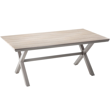 Masa pentru gradina, cadru aluminiu, blat polywood cu aspect de lemn, 180x100x75 cm, bej [1]