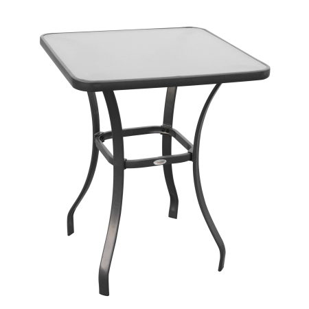 Mese gradina -  Masa pentru gradina cu suprafata din sticla tratata termic, Neagra, 68.5x68.5x84cm