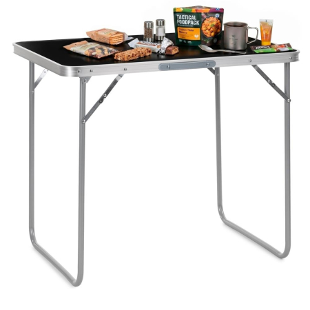 Masa pliabila camping cu maner transport, blat MDF si cadru aluminiu, 80x60x70 cm, argintiu si negru [10]