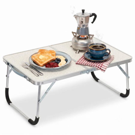Masa pliabila camping sau picnic joasa cu maner transport, blat MDF si cadru aluminiu, 62x40x25 cm, gri [15]