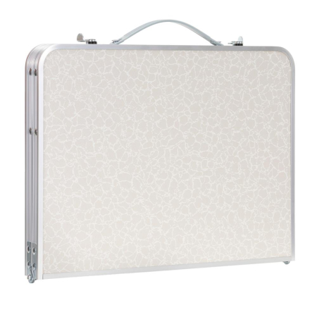 Masa pliabila camping sau picnic joasa cu maner transport, blat MDF si cadru aluminiu, 62x40x25 cm, gri [17]