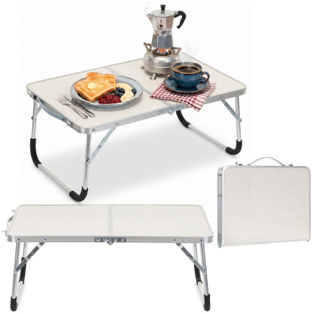Masa pliabila camping sau picnic joasa cu maner transport, blat MDF si cadru aluminiu, 62x40x25 cm, gri [3]