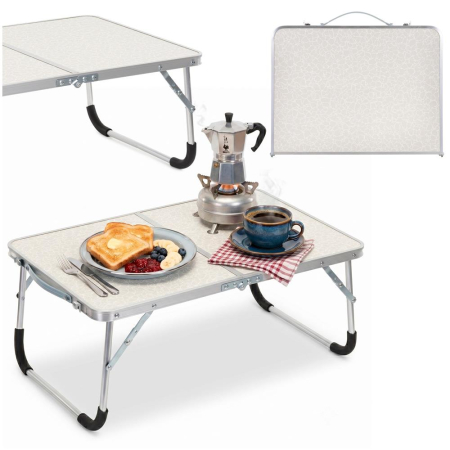Masa pliabila camping sau picnic joasa cu maner transport, blat MDF si cadru aluminiu, 62x40x25 cm, gri [2]
