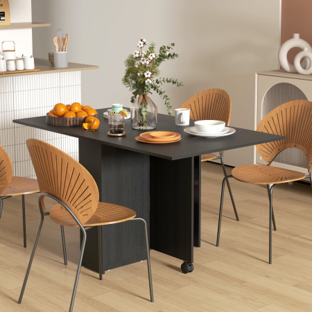  Masa pliabila compacta cu 2 extensii pentru 6 persoane, cu rafturi si roti, negru [1]
