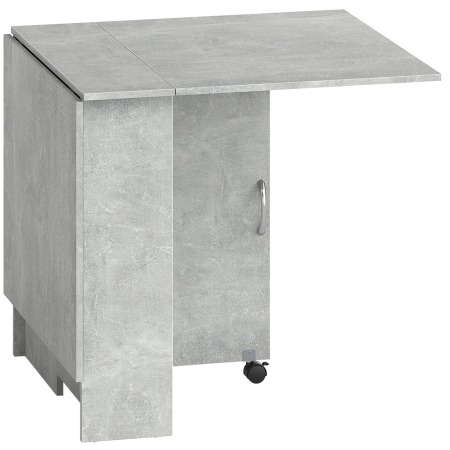 Bucatarie -  Masa Pliabila din Lemn pentru 4-6 Persoane cu Roti, 75x140x74cm, Gri