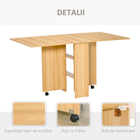  Masa Pliabila Lemn Natural 140 × 80 cm [5]