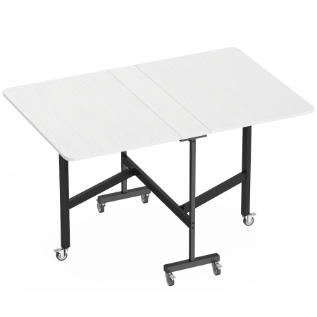 Bucatarie -  Masa pliabila pentru 4-6 persoane cu 2 extensii si roti cu frana, 120x80x73 cm, alb cu aspect de lemn