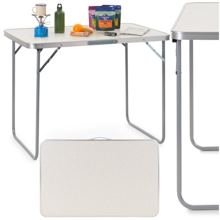 Masa pliabila pentru camping, cu maner transport, blat MDF si cadru aluminiu, 90x60x70 cm, gri [1]