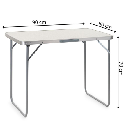 Masa pliabila pentru camping, cu maner transport, blat MDF si cadru aluminiu, 90x60x70 cm, gri [19]