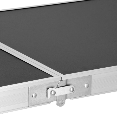 Masa pliabila pentru camping cu organizator suspendat, inaltime reglabila, aluminiu si MDF, 120x47x71 cm, negru si argintiu [23]