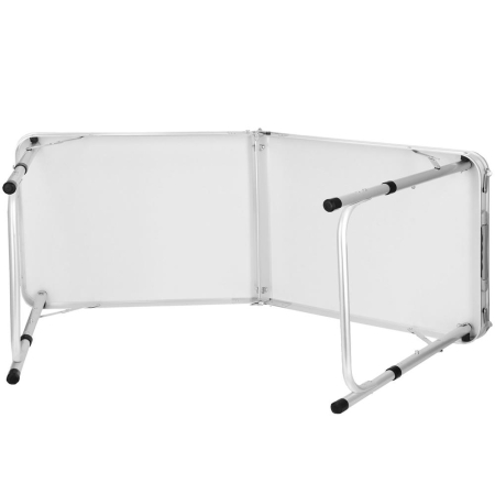 Masa pliabila pentru camping cu organizator suspendat, inaltime reglabila, aluminiu si MDF, 120x47x71 cm, negru si argintiu [18]