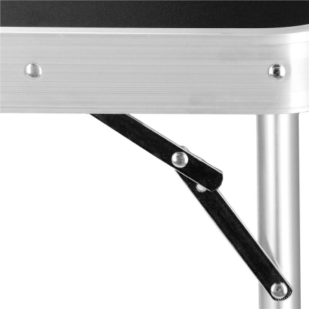 Masa pliabila pentru camping cu organizator suspendat, inaltime reglabila, aluminiu si MDF, 120x47x71 cm, negru si argintiu [21]