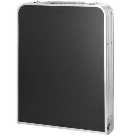 Masa pliabila pentru camping cu organizator suspendat, inaltime reglabila, aluminiu si MDF, 120x47x71 cm, negru si argintiu [19]