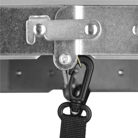 Masa pliabila pentru camping cu organizator suspendat, inaltime reglabila, aluminiu si MDF, 120x47x71 cm, negru si argintiu [17]