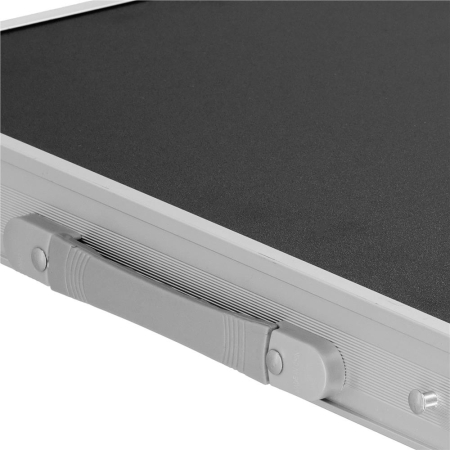 Masa pliabila pentru camping cu organizator suspendat, inaltime reglabila, aluminiu si MDF, 120x47x71 cm, negru si argintiu [20]