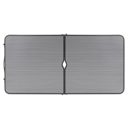 Masa pliabila pentru camping cu suport umbrela, reglabila pe inaltime, aluminiu si MDF, 120x60x71 cm, negru si gri [6]