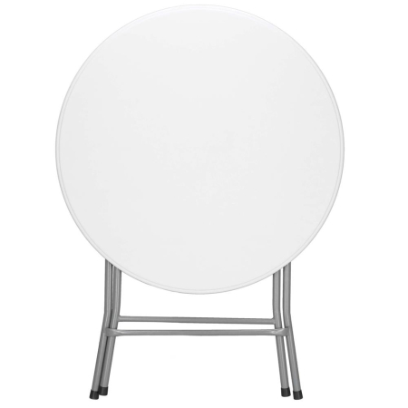 Masa pliabila rotunda pentru gradina sau catering 75x80 cm, HDPE si metal, alb [20]