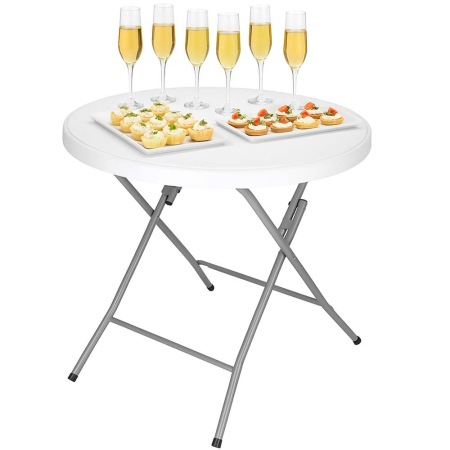 Masa pliabila rotunda pentru gradina sau catering 75x80 cm, HDPE si metal, alb [2]