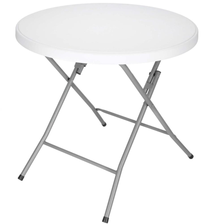 Mobilier gradina si terasa - Masa pliabila rotunda pentru gradina sau catering 75x80 cm, HDPE si metal, alb