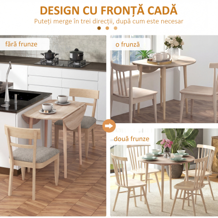  Masa Plianta Rotunda, Design economisire spatiu, natur Bucatarie Mica, Natur [3]