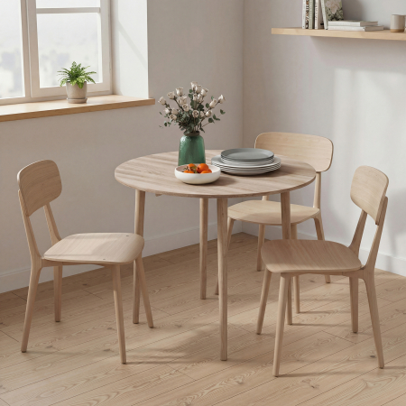  Masa Plianta Rotunda, Design economisire spatiu, natur Bucatarie Mica, Natur [6]
