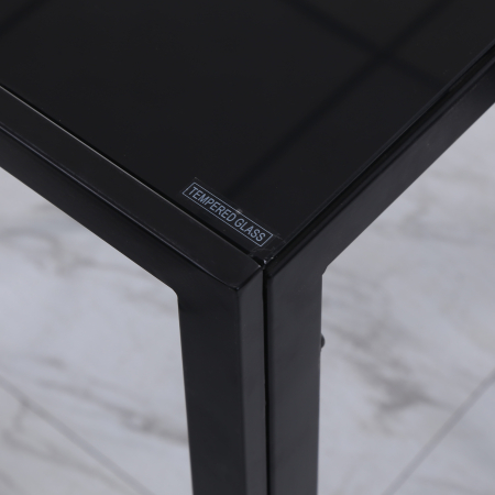  Masa Rectangulara pentru 4 Persoane din Metal si Sticla Calita, 120x60x75 cm, Negru [7]