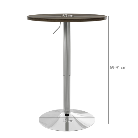  Masa reglabila pentru bar cu blat pivotant 360°, Nuc [2]