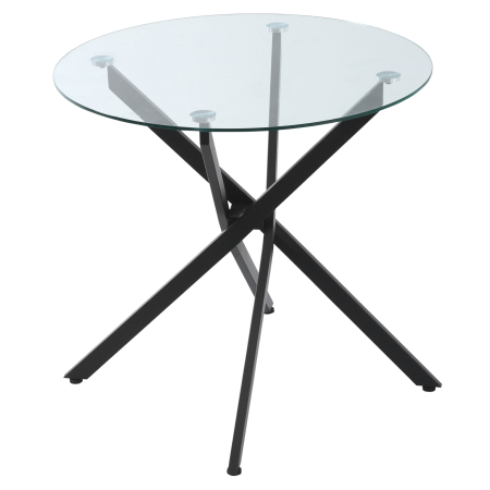 Living & hol -  Masa Rotunda 80×80×75 cm - Sticla Eleganta & Picioare Metal