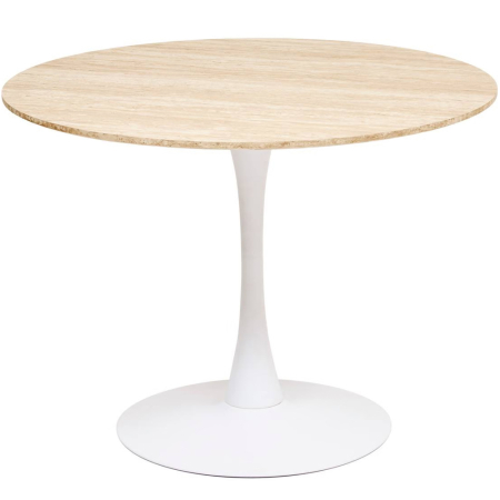 Mobila - Masa rotunda Atmosphera Elias, 102x74 cm, MDF si metal, bej si alb