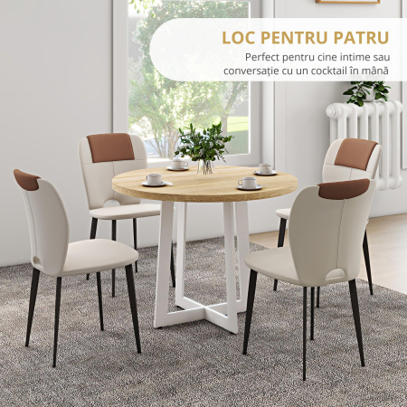  Masa rotunda moderna pentru 4 persoane, stabila, cu picioare din otel, pentru bucatarie si living [4]