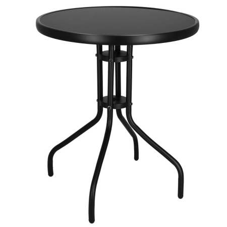 Gradina & balcon - Masa rotunda pentru gradina sau balcon, blat din sticla securizata fumurie, 60 x 70 cm, negru