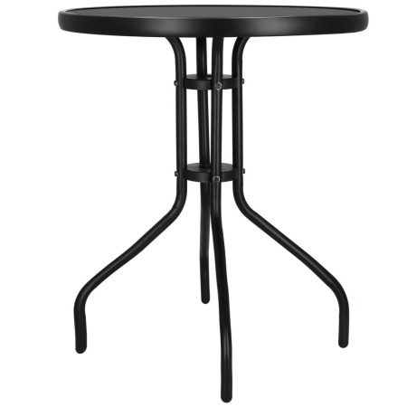 Masa rotunda pentru gradina sau balcon, blat din sticla securizata fumurie, 60 x 70 cm, negru [23]