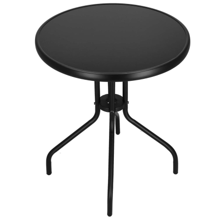 Masa rotunda pentru gradina sau balcon, blat din sticla securizata fumurie, 60 x 70 cm, negru [13]