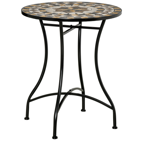 Mese gradina -  Masa Rotunda Stil Bistro de 60 cm cu Mozaic pentru Gradina, Veranda, Exterior, Balcon, Gri