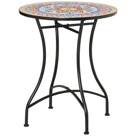 Mese gradina -  Masa Rotunda Stil Bistro de 60 cm cu Mozaic pentru Gradina, Veranda, Exterior, Balcon, Gri