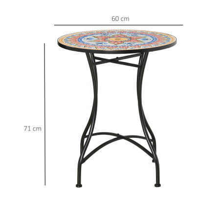  Masa Rotunda Stil Bistro de 60 cm cu Mozaic pentru Gradina, Veranda, Exterior, Balcon, Gri [2]