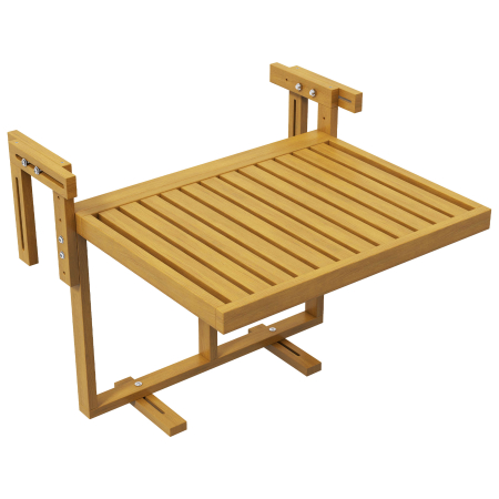 Mese gradina -  Masa Suspendata de Exterior, Masa Reglabila pentru Balustrada, Blat Suport cu Montare pe Perete, 68x65x40,5-55 cm, Tec