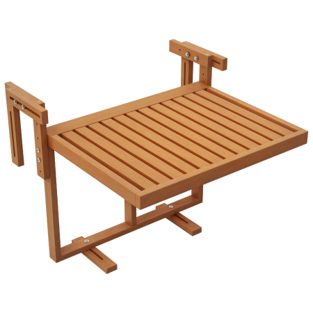Mese gradina -  Masa Suspendata de Exterior, Masa Reglabila pentru Balustrada, Blat Suport cu Montare pe Perete, 68x65x40,5-55 cm, Tec