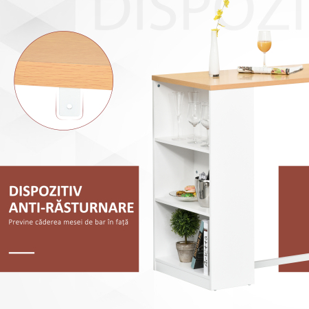  masa tip bar, pentru bucatarie, 115x55x100cm, alb [4]