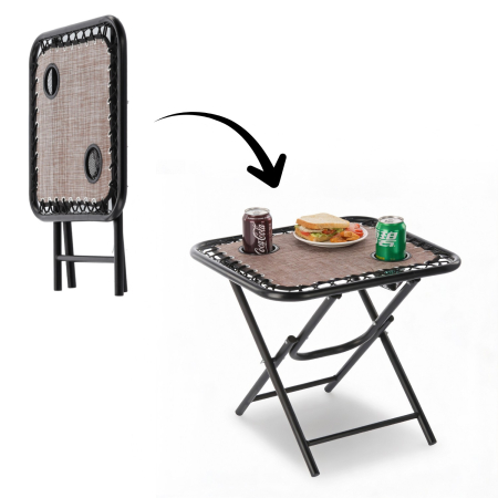 Masa turistica pliabila pentru camping, cu suport pahare, 50x50x50 cm, maro [1]