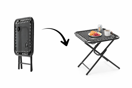 Masa turistica pliabila camping 2 suporturi pahare metalica, 50x50x50 cm, compacta, negru [6]