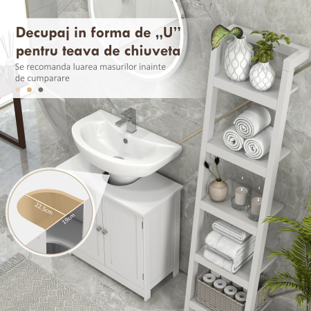  Masca Chiuveta Baie - MDF Alb, 2 Usi, 60×30×60 cm [3]
