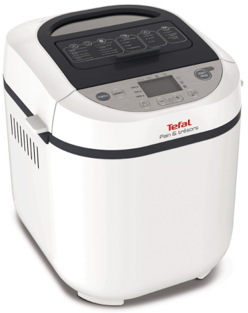 Bucatarie - Masina de paine Tefal Pain et Tresors PF250135, 700 W, 1000 g, 3 setari, 20 programe, 28 de retete, timer, alb/negru