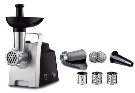 Bucatarie - Masina de tocat carne HV 7 in 1 NE109838, 1400 W,  2 site inox, 3 conuri feliere si radere, 2 accesorii rosii si carnati, functia Reverse, ne