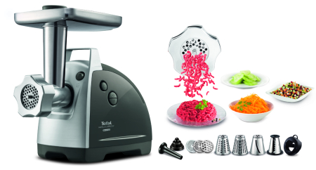 Bucatarie - Masina de tocat carne HV8  Plus 9 in 1 NE688837, 2200 W, 3 site inox, 6 accesorii, functia Reverse, gri
